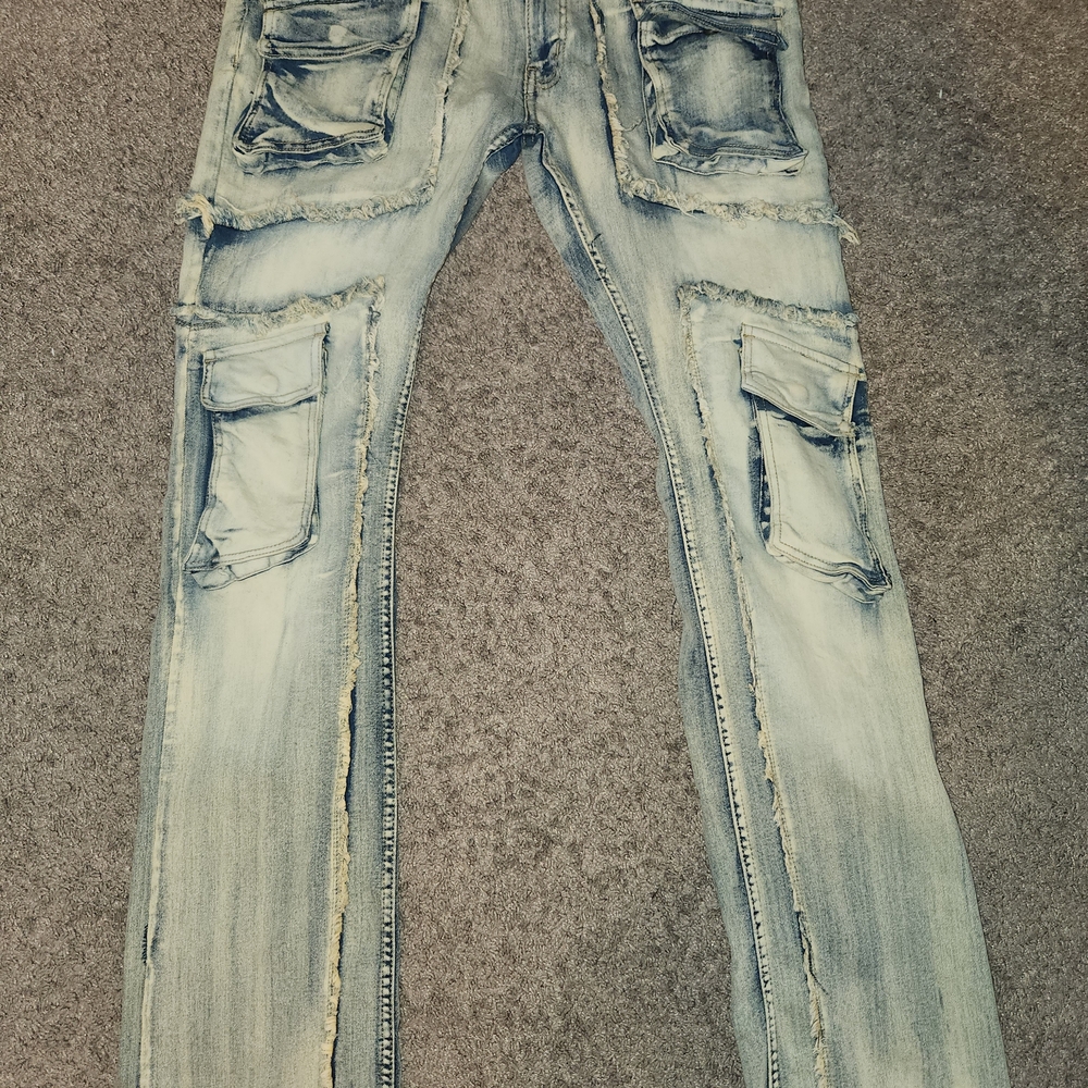 Men's Distressed Light Blue Skinny Jeans